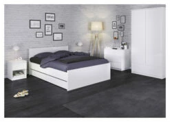 Naia Garderobeskap - Hvit Høyglans M/2 Dører + 1 Skuffe -Oppbevaringsmøbler Salg 2024 TV04639 2 525d