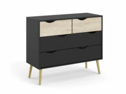 Delta Kommode 4 Skuffer - Eikelook/Matt Sort -Oppbevaringsmøbler Salg 2024 delta kommode 4 skuffer egelookmat sort kommoder TV05194 4 a19b