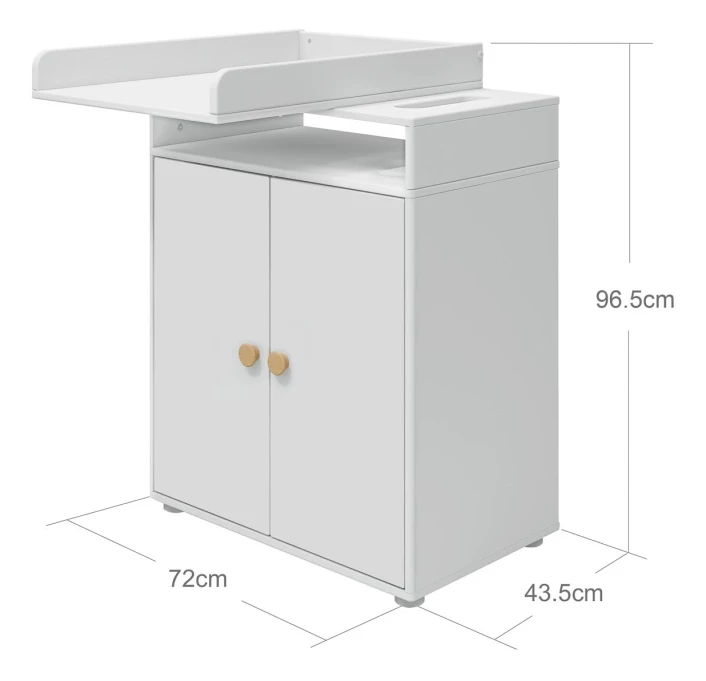 Roomie Stellebord M. 2 Dører - Hvit/Eik - Bilde 5