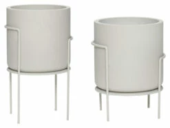 Hübsch Structure Blomsterkrukke På Ben, Grå S/2