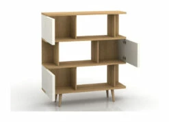 Front -Oppbevaringsmøbler Salg 2024 loft24 alexandra bogreol hvid og ege look bogreol NT00342 2 2e2a