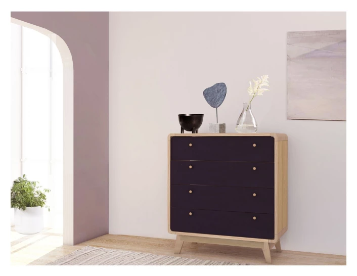 Carl Kommode M. 4 Skuffer - Sort/Natur - Bilde 2