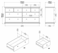 Paris Kommode - 86,9x183,4 -Oppbevaringsmøbler Salg 2024 paris kommode hvid m8 skuffer kommoder TV00337 8 752f