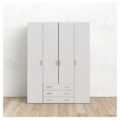 Space Garderobeskap - Hvit M/4 Dører -Oppbevaringsmøbler Salg 2024 space garderobeskab hvid m4 laager garderobeskabe TV04561 4 7d24