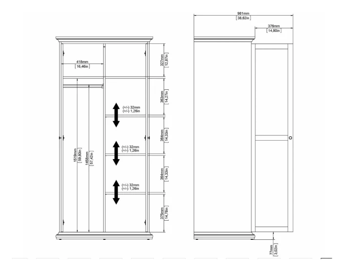 Paris Garderobeskap - 200,6x96,2 8 Paris Garderobeskap - 200,6x96,2 - Bilde 6