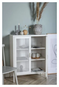 Misha Metall Bokskap, Hvit Mesh -Oppbevaringsmøbler Salg 2024 venture design misha metal bogkab hvid mesh bogskabe VD00610 5 7899