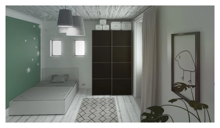 Verona Garderobeskap M. Skyvedører - Matt Sort, D122 3 Verona Garderobeskap M. Skyvedører - Matt Sort, D122