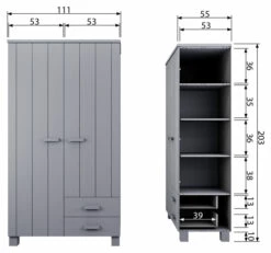 WOOOD Dennis Garderobeskap 202x111x55 - Concrete Grå -Oppbevaringsmøbler Salg 2024 woood dennis garderobeskab 202x111x55 concrete graa EE03646 8 9d50