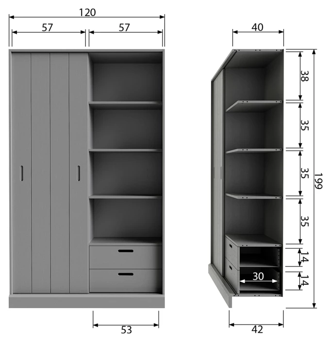 WOOOD Move Garderobeskap M. Skyvedørerr - Matt Svart - Bilde 8